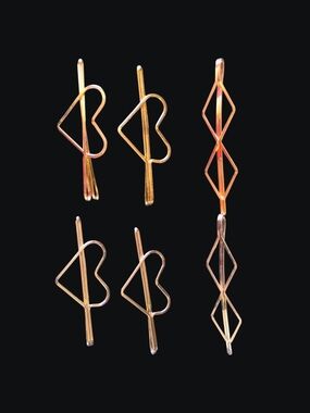 Gold Heart With Silver Diamond Bobby Pins Set Of Six